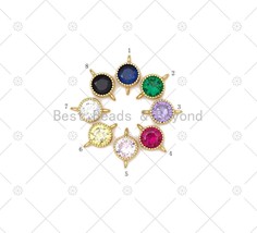 Colorful CZ Micro Pave Round Shape Connector,18K Gold Filled Links, Necklace - $1.99