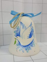 Porcelain White Ceramic Bell With Dove holding olive branch Oddity Shop  #233 - £5.50 GBP
