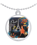 Paris Round Pendant Necklace Beautiful Fashion Jewelry - £8.62 GBP