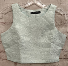 NEW Boohoo Jacquard Crop Top Tank Sleeveless Petite 4 Mint Green - £17.58 GBP