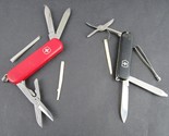 vintage WENGER DELEMONT &amp; VICTORINOX Swiss Army Knife lot x2 Red black T... - £31.45 GBP