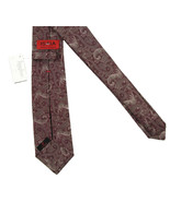 NEW $295 Isaia Pure Silk 7 Fold Tie!   Handsome Burgundy With Paisley Pa... - £102.71 GBP