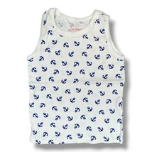 Mini Boden Girls White Nautical Tank Top Size 2-3y All Over Anchor Print  - £12.78 GBP