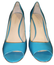 Enzo Angiolini Turquoise Patent Leather Peep Toe Classic Heels Size 11M - £19.65 GBP