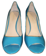 Enzo Angiolini Turquoise Patent Leather Peep Toe Classic Heels Size 11M - $25.00