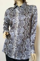 Pure Amici Blouse Animal Snake Print MEDIUM Silk Button Up Shirt Long Sl... - £30.92 GBP