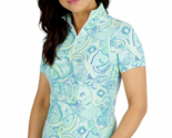 NWT Ladies IBKUL MARIEL TURQUOISE MULTI Short Sleeve Mock Golf Shirt XS ... - $54.99
