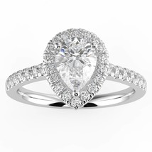 1ct Lab Diamond G Color VS Clarity Pear Shape Halo Stunning Ring. - £958.42 GBP