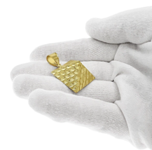 Egyptian Pyramid Pendant 10k Yellow Gold 3D Diamond Cut Charm 1.4 inch - $341.55