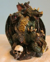 Myths and Legends 4&quot; Dragon  WINGS SPREAD SKULLS CROSS  RESIGN  FIGURINE - $21.60