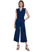 Calvin Klein Women&#39;s Ruffle-Trimmed Jumpsuit Black Size Academy Size 14 ... - $78.21