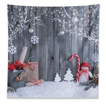 96X96Inch Fabric Christmas Photography Backdrop Winter Snowman Santa Gif... - £41.66 GBP