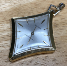 VTG Saxony Watch Pendant Pocket Gold Tone Aluminum Swiss Hand-Wind Mechanical - £21.19 GBP