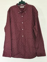 Hawker Rye Washed Poplin Long Sleeve Shirt - Burgundy Red- Size XL Slim - $19.99