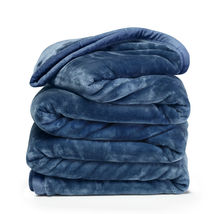 Navy Queen/King Reversible Faux Fur Blanket Ultra Soft Fleece - £80.16 GBP