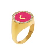 Eye M women&#39;s moon crystal chevalier ring in Neon Pink - £83.28 GBP