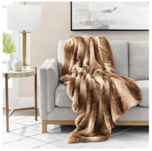 Luxury Brown Chinchilla Print Faux Fur Throw 60&quot;x70&quot; - £38.36 GBP