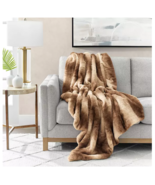 Luxury Brown Chinchilla Print Faux Fur Throw 60&quot;x70&quot; - £37.73 GBP