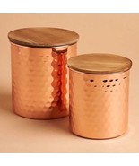 UNCOMMON JAMES Hammered COPPER Canister 2 piece Storage Container Set - £27.67 GBP