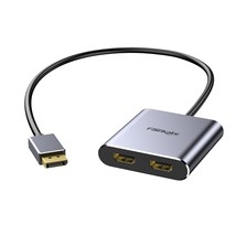 Displayport To Dual Hdmi Adapter, 4K Display Port Splitter For Dual Monitors, Dp - £65.02 GBP