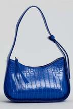 Women&#39;s Crocodile Pattern Sax Blue Baguette Bag - £17.33 GBP+