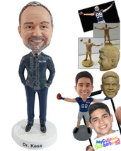 Personalized Bobblehead Businessman on a semi-casual outfit read to start day fr - £72.33 GBP