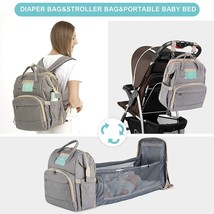 NEW Homity HM18-G Diaper Bag 3-in-1 Backpack Folding Crib Changing Station Grey - £51.98 GBP