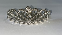 Mini Crystal HEART TIARA Hair Comb Costume Accessory PROM Wedding Princess - £7.99 GBP