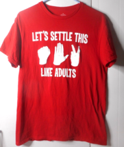 Rochambeau Rock Paper Scissors T-Shirt Men&#39;s M Let&#39;s Settle This Like Adults Red - £9.60 GBP