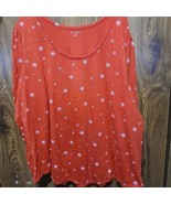 Lane Bryant Womens Casual Top Red Snowflake 3/4 Sleeve Holiday Plus 22/24 - $19.20 CAD