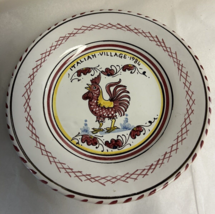 DERUTA made in Italy RED ROOSTER 8&quot; vintage plate Sberna galletto majolica - £18.86 GBP