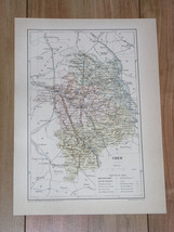 1887 Original Antique Map Of Department Of Cher Bourges / France - £19.45 GBP