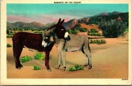 Vtg Linen Postcard Romance on the Desert-Two Donkeys Herz Post Cards 1941 - £7.80 GBP