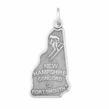 New Hampshire State Charm Ice Sports Skating Ski Design 925 Silver Drop Pendant - £21.58 GBP