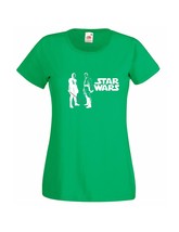 Womens Star Wars T-Shirt; Obi Wan Kenobi & Anakin Skywalker with saber Tshirt - £19.77 GBP