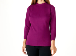 Girl With Curves Mock Neck Knit Top- Dark Plum, XL - £18.79 GBP