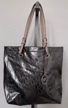 Michael Kors Signature Silver Mirror Metallic Leather Handbag Tote Bag w... - $69.29