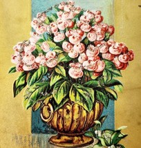 Christmas Greeting 1910s Postcard Embossed Flower Vase Gold Glittered PC... - $19.99