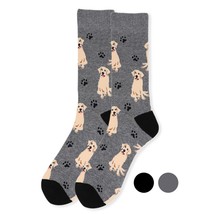 Parquet Men&#39;s Fun Crew Socks Shoe Size 6-12.5 Labrador Retriever Dog Novelty Gra - £9.27 GBP