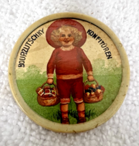Antique German Advertising Hand Pocket Mirror Child w Baskets of Food ASIS - $17.35 CAD