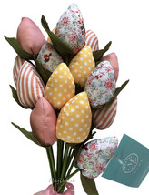 Martha Stewart Bunch Of 15 Fabric Tulips Stems Easter Spring Vase Basket... - $32.83