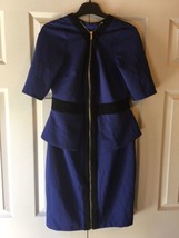 Thalia Sodi Blue Black Colorblocked Zip Front Half Sleeve Peplum Dress SZ M NEW - £65.41 GBP