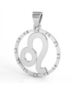 Leo Zodiac Sign Diamond Bezel Pendant In Solid 10K White Gold - $350.56 CAD