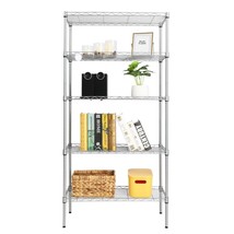 Adjustable 5 Tier Metal Storage Rack Shelves Kitchen Storage Home Standing - £54.28 GBP
