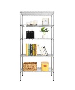 Adjustable 5 Tier Metal Storage Rack Shelves Kitchen Storage Home Standing - £56.92 GBP