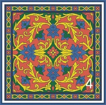 Antique Square Tapestry Floral Pillow 1 Square Floral Cross Stitch Pattern PDF - $7.00