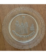 Vtg Christmas 1980 Clear Glass Plate Frosted Choir Angels Star Tree Holl... - £13.22 GBP