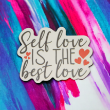 Self Love is the Best Love Black White Spell Out Hearts Care Saying Sticker - $2.96