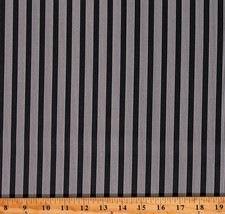 Cotton Stripes Striped White on Black Timber Fabric Print by the Yard D140.14 - £9.37 GBP