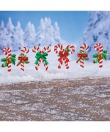 Set of 6 Christmas Candy Cane Yard Stakes Outdoor Pathway Holiday Decora... - $37.27 CAD